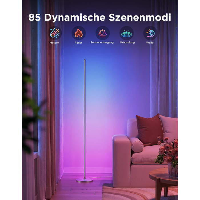 Govee LED-лампа RGBIC для дому, з Wi-Fi, димування, сумісна з Alexa та Google Assistant, 16 мільйонів кольорів, 58 режимів, музичний режим, DIY для ігор та сну (срібна, 1 шт.)
