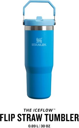 Stanley Flip Straw Tumbler 1.0 Drinking Bottle with Straw 0.89L - Thermos Bottle Keeps 12+ Hours Cold - Dishwasher Safe - Sports Bottle - Water Bottle BPA Free - (Azure)