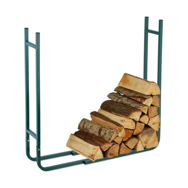 Relaxdays Dark Green Steel Firewood Rack