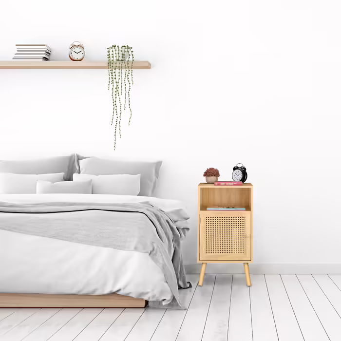 Relaxdays Nightstand with Rattan Design