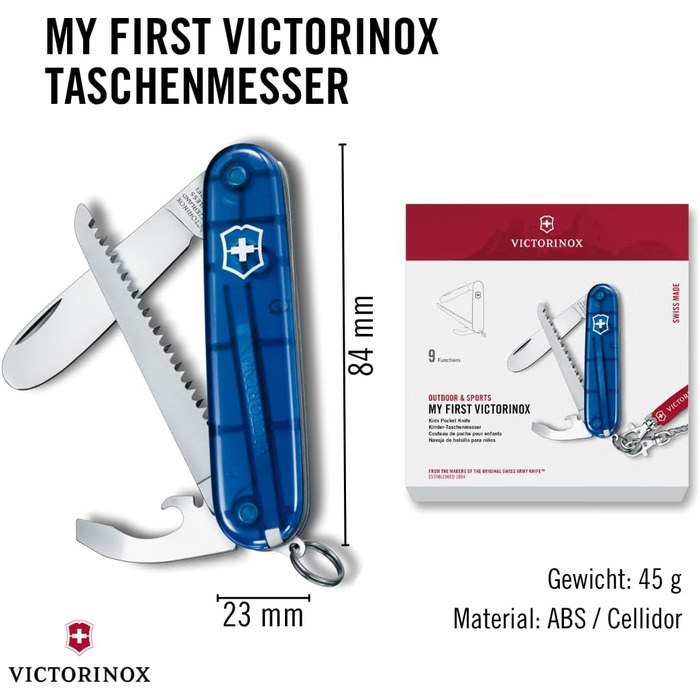 Дитячий мультитул Victorinox Swiss Army Knife: безпечний, з 9 функціями, синього кольору