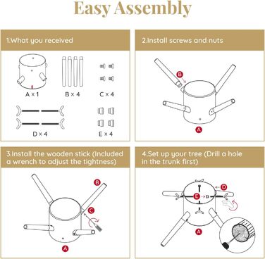 Підставка для ялинки Tree Nest - міцна, з водосховищем, для великих ялин (до 3м), діаметр 20.5 см, білий колір