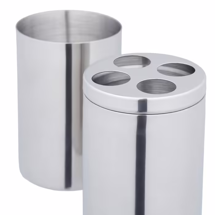 Relaxdays 4-Piece Bathroom Set, Shiny Silver