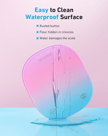 Кухонні ваги Arboleaf Digital з додатком, 10 кг/0.5 г, Bluetooth, підрахунок калорій, USB-зарядка, точна вага з термостійкого скла та функцією тарування (білий, кольоровий)