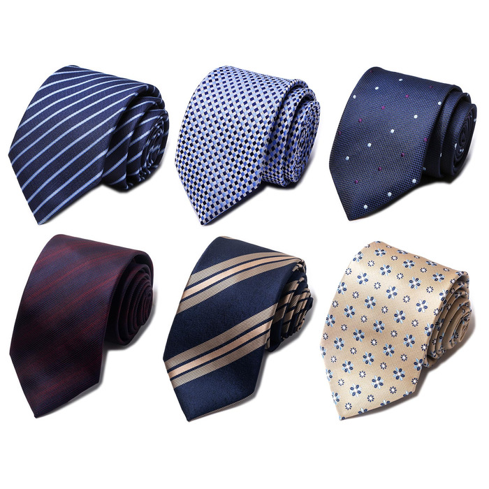 Набір краваток для чоловіків, ткані, жаккард, 6 шт. (золотий, червоний, небесно-блакитний, синій)