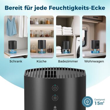 Електричний осушувач повітря AROEVE 990мл з 7-кольоровим підсвічуванням, автоматичним вимкненням та захистом від пролиття - для дому, шафи, ванної кімнати та кухні