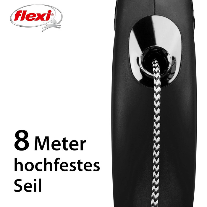 Рулетка для собак Flexi Classic S, 8 м, чорна (до 12 кг)