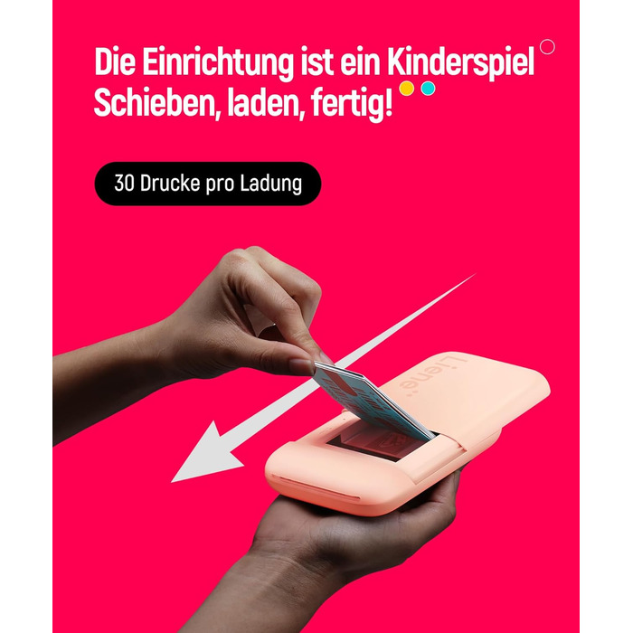 Портативний фотодрук Liene Pearl K100 з 50 аркушами Zink паперу, Bluetooth 5.0, для iOS & Android, рожевий