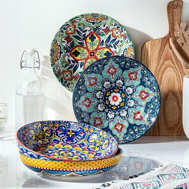 Набір салатниць з порцеляни HENXFEN (4 шт.) - 1000 мл, для салату, супу, пасти, богемський стиль