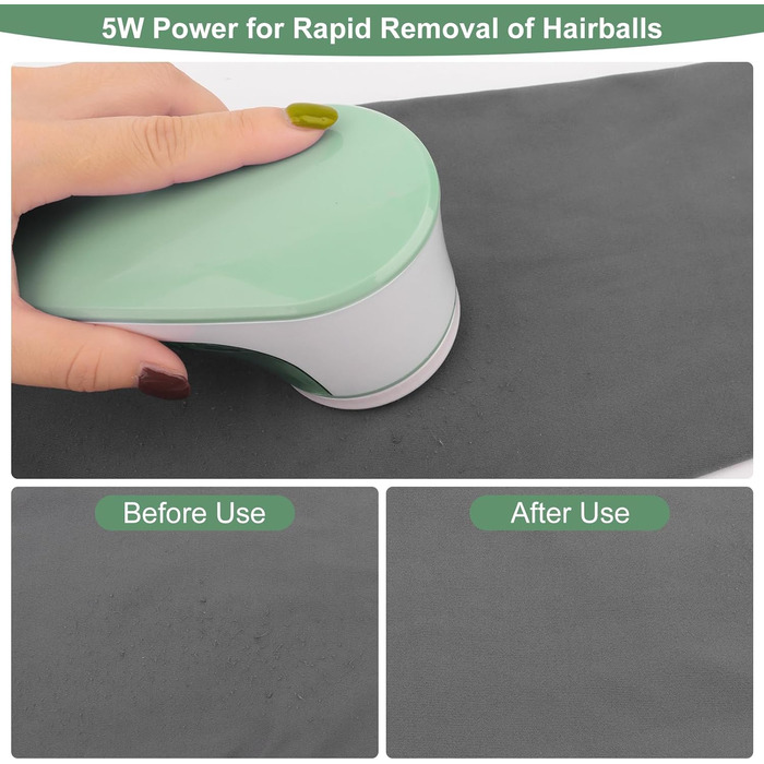 Електричний видалення ворсу для одягу та вовни з USB-кабелем та 2 змінними лезами (зелений)