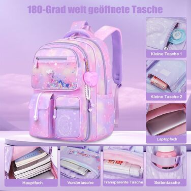Дитячий рюкзак для школи для дівчаток, 2-15 років, рюкзак для підлітків, рюкзак для школи, рюкзак-трансформер, градієнт кольору фіолетовий
