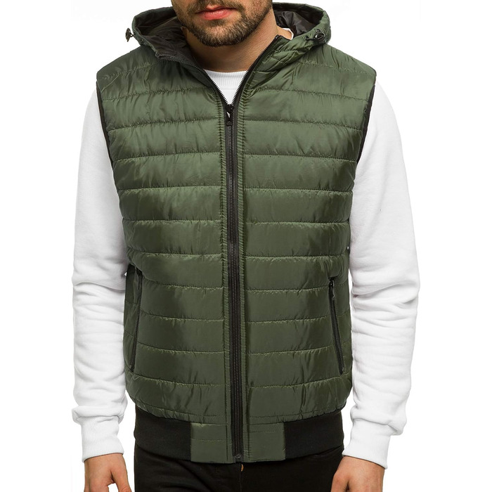 Чоловіча степкова жилетка OZONEEE з капюшоном, без рукавів, спортивна, для активного відпочинку, розмір M, зелена