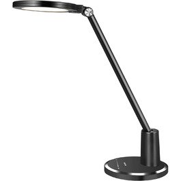 JUKSTG LED Desk Lamp - 12W Adjustable Office Table Lamp with Touch Control, Dimming, 10 Brightness Levels, 5 Color Modes, Eye Protection for Reading, Work, Kids - White/Black