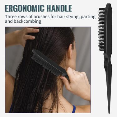 Набір гребінців для волосся з пульверизатором 200 мл: розпушувач, накручувач, двосторонній гребінь (чорний)
