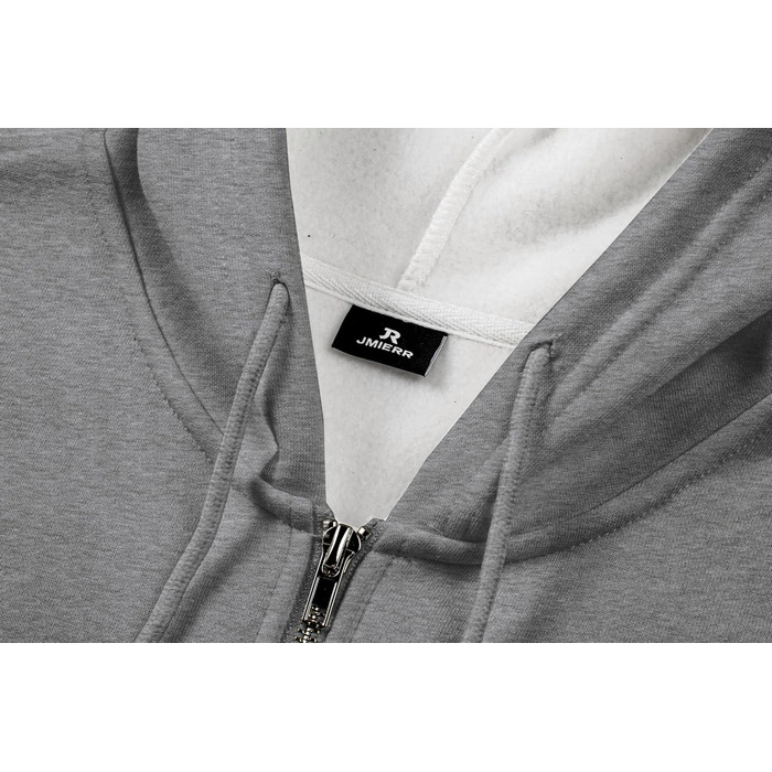 Світшот JMIERR чоловічий з капюшоном, бавовна, однотонний, на блискавці, з кишенями, сірий (A2, L)