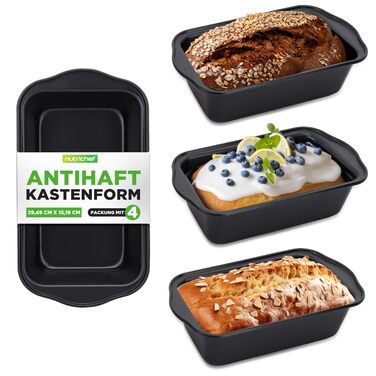 Набір форм для випічки NutriChef 4 шт. з антипригарним покриттям з вуглецевої сталі - для хліба, до 230°C, без PFOA/PFOS/PTFE