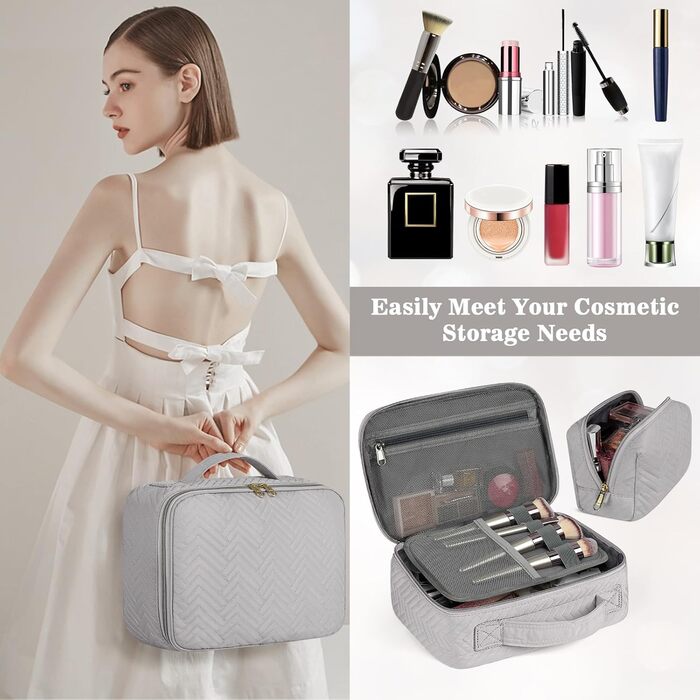 IGOLUMON Косметичка для жінок, велика водонепроникна сумка для макіяжу на 2 шт. (сіра)