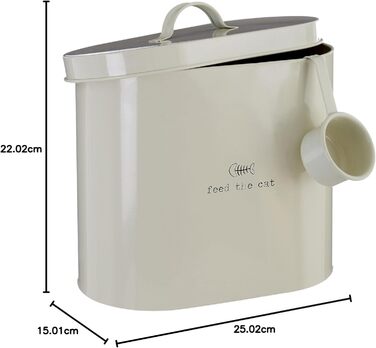 Контейнер для корму для тварин Premier Housewares, 6.5 л, метал, кремовий, з ложкою