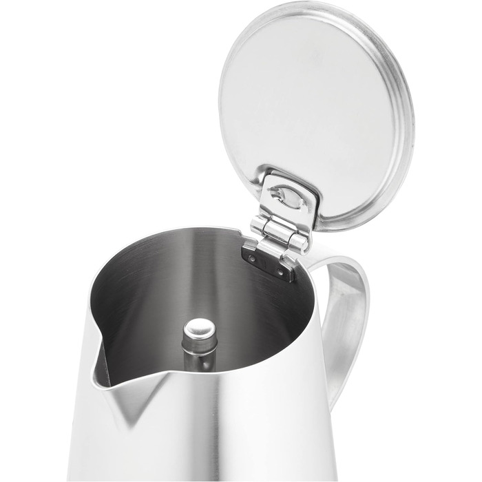 Cilio Espresso Maker MODENA, Stainless Steel, Suitable for All Cooktops, Ø 9.5 cm, Dishwasher Safe, Moka Pot, Espresso Maker 6 Cups, Camping Coffee Maker