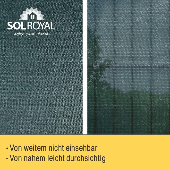 Sol Royal Shade Net 25m x 1.5m Shading Fabric 165g/m² – Dense sun protection with UV protection & cable ties for easy attachment – HDPE privacy screen green for greenhouse & fence SG80