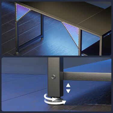 Ігровий стіл Coleshome 100x70 см, кутовий, з обертовим відсіком для зберігання, чорний