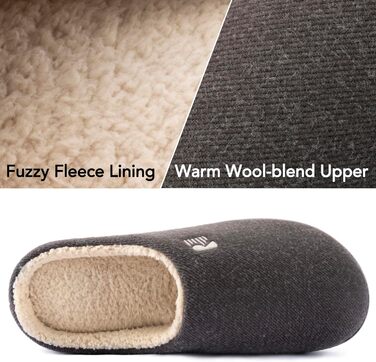 Чоловічі домашні тапочки RockDove з підкладкою з Sherpa та піною Memory Foam, 43.5 EU, темно-сірий