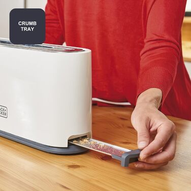 Тостер Black+Decker BXTO1001E, 1000 Вт, 7 рівнів підсмажування, підйом тостів, білий