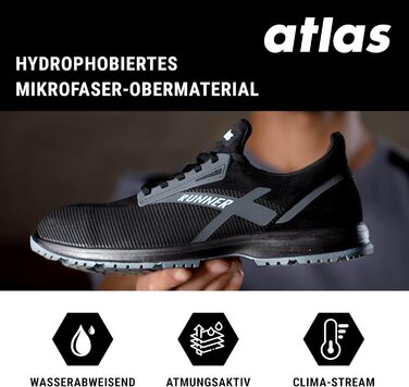 Робочі черевики Atlas Runner 95 ESD S1P: водонепроникні, дихаючі, захист від проколів, ширина 10, 38 EU