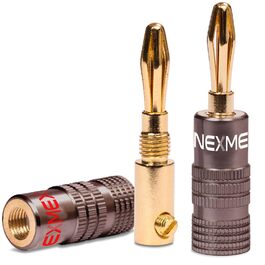 NEXMEX Бананові роз'єми 4 мм (10 шт.) Ultimate – позолочені 24K для акустичних кабелів Hi-Fi
