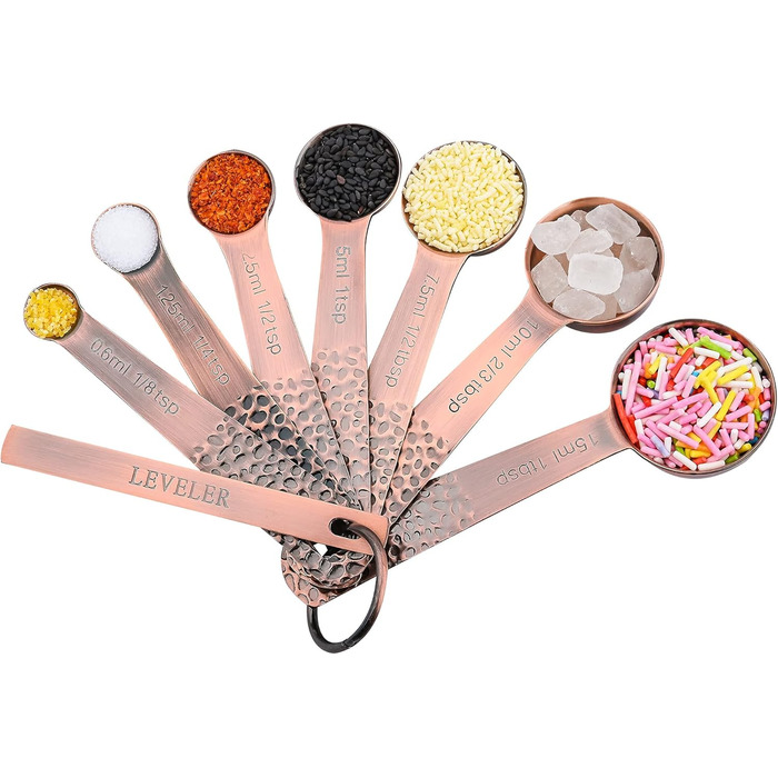 Smithcraft Measuring Cup and Spoon Set made of 18/8 Stainless Steel (Copper, 6 Cups + 7 Spoons + 2 Rings + 1 Level).