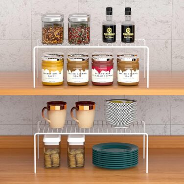 iPEGTOP 6-Piece Large Freezer Shelf, Stainless Steel, Kitchen Organizer, Space-Saving, for Refrigerator, Pantry, Countertops – White