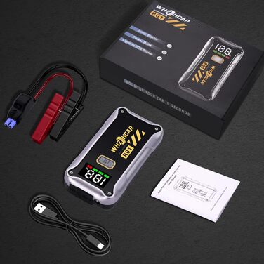 Powerbank Starthilfe 4000A: Портативний пусковий пристрій для авто 12V з LCD дисплеєм та LED ліхтариком. Запускає бензинові двигуни до 9.0L та дизельні до 7.5L. Підходить для SUV, мотоциклів, газонокосарок.