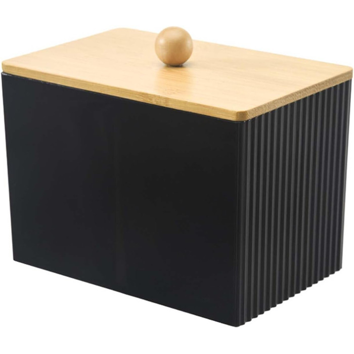 Диспенсер для ватних паличок 3 шт. Чорний, контейнер для ватних дисків та паличок, органайзер для ватного диска, бамбуковий диспенсер, органайзер для тампонів для ванної кімнати, туалетного столика, вітальні