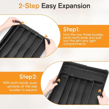 Органайзер для столових приборів розширюваний, для шухляд, 4-7 секцій - ідеальне зберігання в кухні