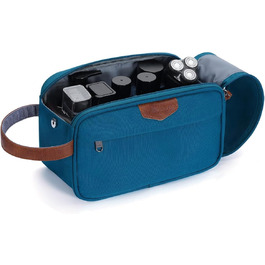 Чоловіча дорожня косметичка ECOHUB, водонепроникна, з великим відділенням та відділенням для мокрих речей, з переробленого PET, з двома блискавками, для подорожей (блакитно-зелений)