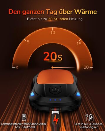 Електричний гріє для рук, перезаряджуваний, USB, набір 2 шт. (Помаранчевий)