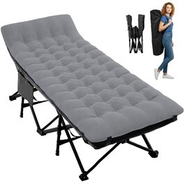 Ліжко похідне розкладне Palawano Extra Wide 190x71 см з матрацом для кемпінгу, сіре
