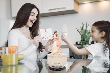 Музична скринька-скульптура WJYIKEE Мати та дочка, ручний розпис, подарунок на день народження, декор для дому та офісу