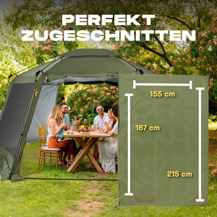 Lumaland Outdoor 2.5 x 2.5m | Waterproof & UV Protection | Garden Tent incl. 1x Side Wall & Bag & Pegs | Robust Camping & Party Tent | Pop-Up Tent Setup in 2 Minutes [] (XXL Side Wall, Green)