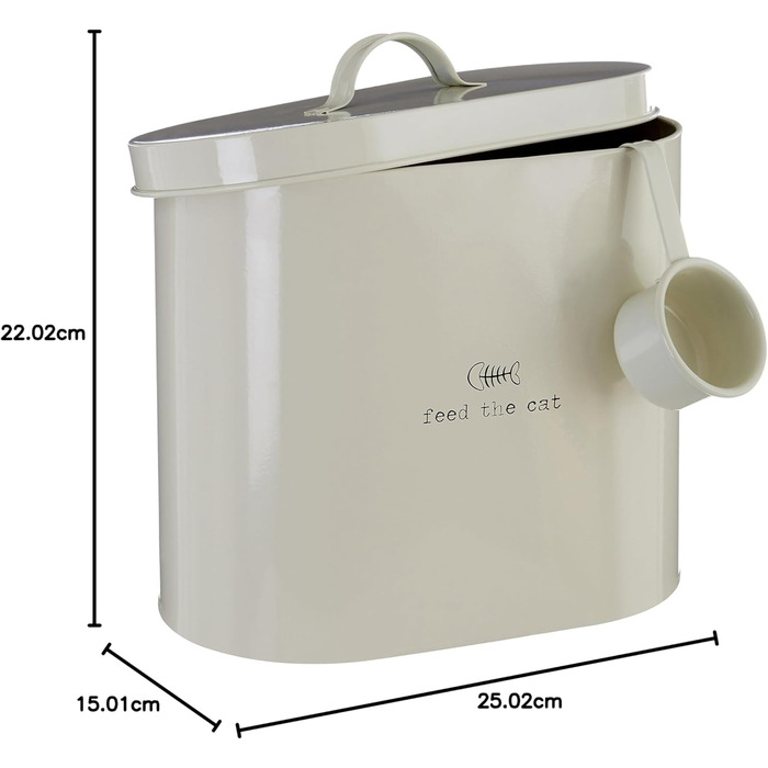 Контейнер для корму для тварин Premier Housewares, 6.5 л, метал, кремовий, з ложкою