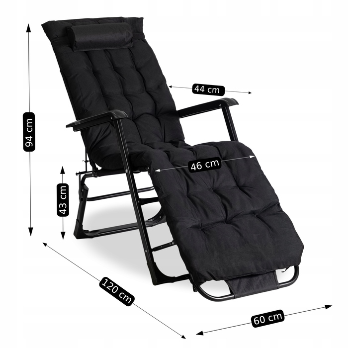 Шезлонг металевий чорний Mebel Elite