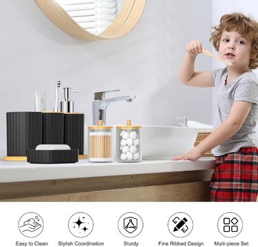 Набір для ванної кімнати Z ZONAMA 24 предмети: штора, килимок, відро, тримач для щітки, дозатор мила. Стильний декор для дому, зелений (комплект, чорний)