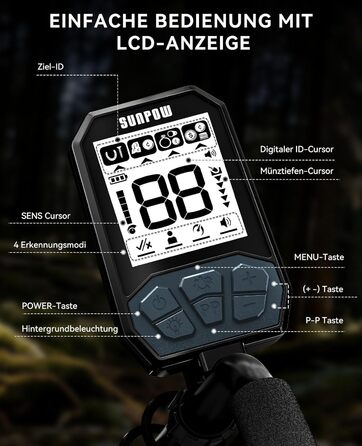 Металодетектор SUNPOW Pro Set для дорослих та дітей – професійний набір, висока точність, 4 режими пошуку, LCD-дисплей, повний комплект