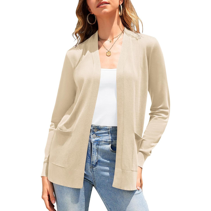 Жіночий кардиган-світшот з довгим рукавом, м'який в'язаний жилет з кишенями (S-3X)