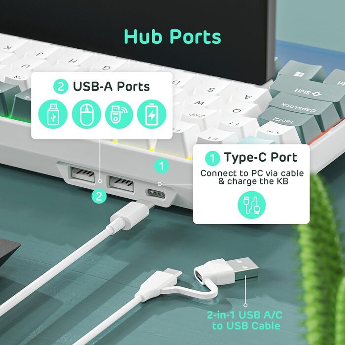 Механічна клавіатура RK ROYAL KLUDGE RK96 RGB Limited Ed з RGB підсвічуванням, 96 клавіш, 90% layout, Bluetooth 5.0/2.4G/USB-C, Hot-Swap, QWERTY (Camp Grün)