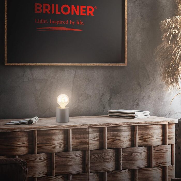 BRILONER Настільна лампа міні, ретро, вінтаж, кераміка, антрацит. Настільна лампа для спальні, кабінету, вітальні. E27, 10W, 10x9 см