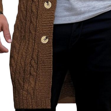 Чоловіча в'язана жилетка з коміром-шарфом, в'язана жилетка на ґудзиках, в'язана жилетка з перекрученим в'язанням, стильна жилетка (колір: верблюжий, XXL)