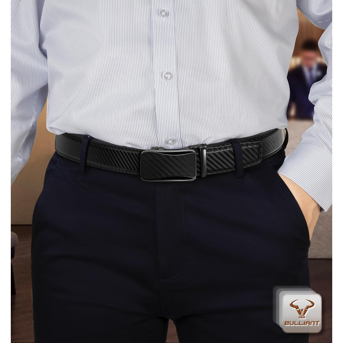 Чоловічий ремінь KEMISANT 2 шт. з автоматичною застібкою-разом, шкіряний ремінь регульованої ширини 35 мм з подарунковою коробкою (115 см/32'-38' розмір, 160 см/48'-56' розмір, 2 шт. чорний/Священний сірий 8126)