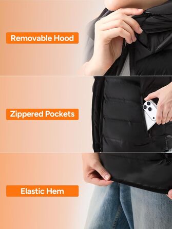 Обогрівальна жилетка Dr.Prepare для чоловіків та жінок, легка електрична жилетка з 3 рівнями нагріву, 10 зон нагріву, інтелектуальне керування кнопками, регульована жилетка для активного відпочинку, подорожей, спорту, чорна