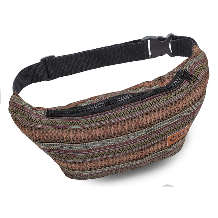Чоловіча поясна сумка Leon Boho з бавовни, плечова сумка-слінг, етнічний стиль (GT dklBlauRauteStrahlWeiß)